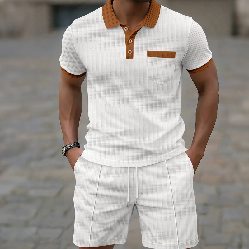 🥳2026 HOT SALE 50% OFF！🥳💞Summer Casual Waffle Knit 2-Piece Set for Men
