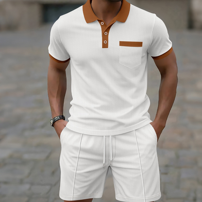 🥳2026 HOT SALE 50% OFF！🥳💞Summer Casual Waffle Knit 2-Piece Set for Men