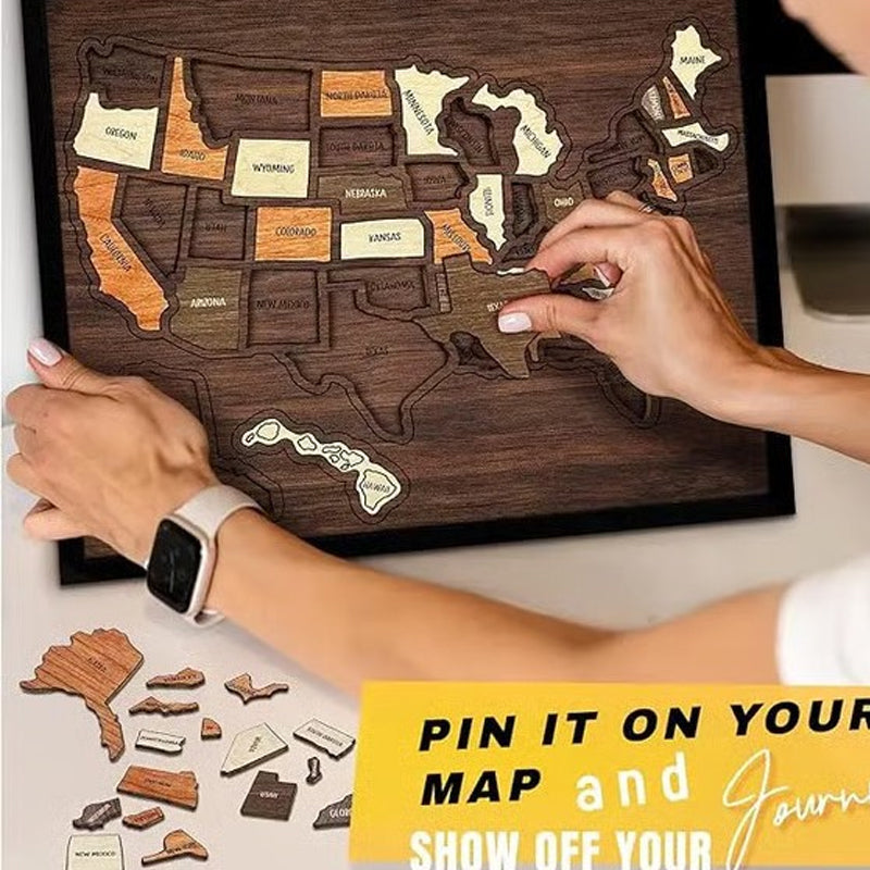 3D Wooden Travel Map Puzzle