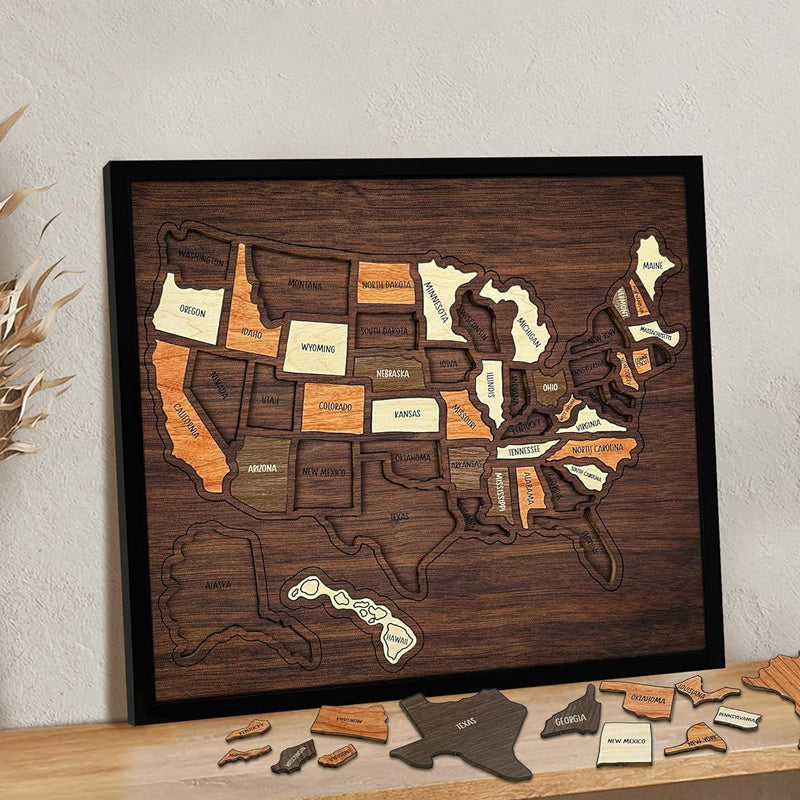 3D Wooden Travel Map Puzzle