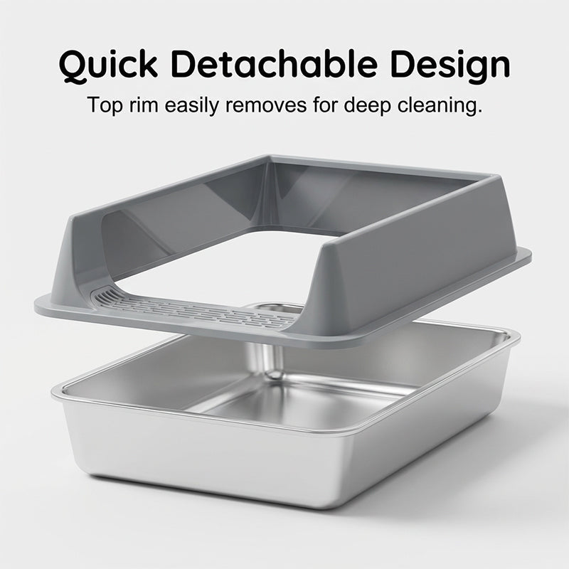 Stainless Steel Open-Top Cat Litter Box