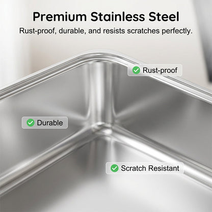 Stainless Steel Open-Top Cat Litter Box