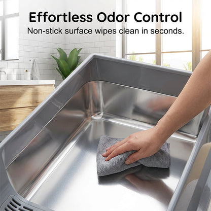 Stainless Steel Open-Top Cat Litter Box