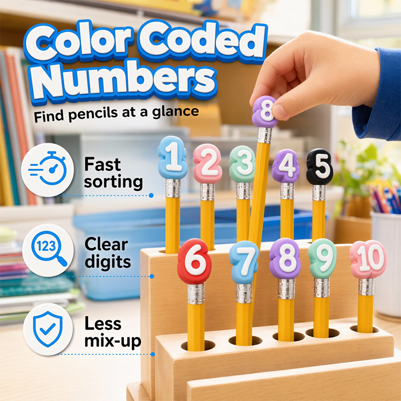 Numbered Pencil Toppers Set