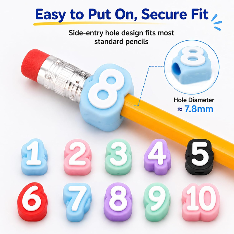 Numbered Pencil Toppers Set