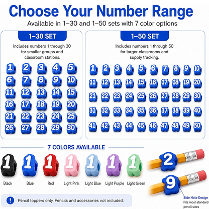 Numbered Pencil Toppers Set