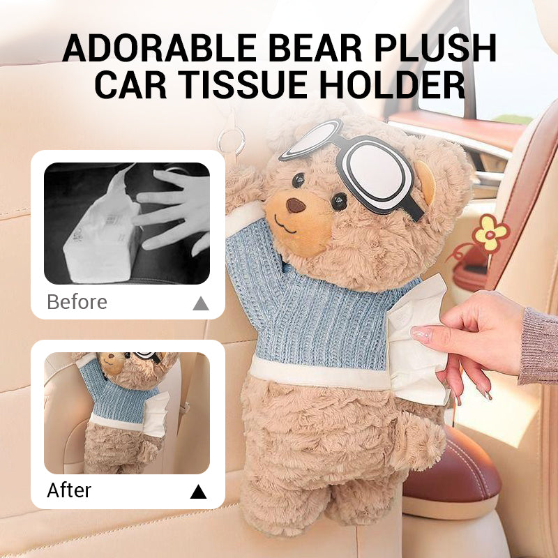 🥳2026 HOT SALE🥳💞50K+ SOLD!⏳✨Adorable Bear Plush Car Tissue Holder