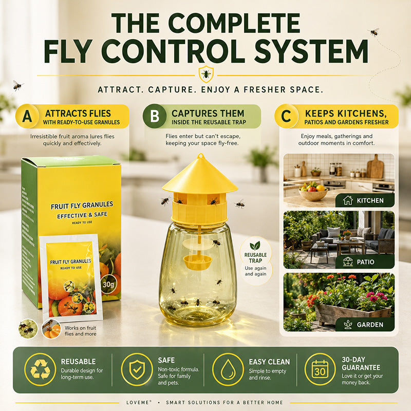 🥳2026 HOT SALE🥳💞50K+ SOLD!🦟🚫 50% OFF! Hanging Fly Trap – 4 entry holes, lures & captures flies fast. Indoor & outdoor use. A summer essential for kitchen & garden! 🌿✨