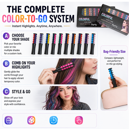 Temporary Hair Dye Comb – Quick Glide-On & Damage-Free Color