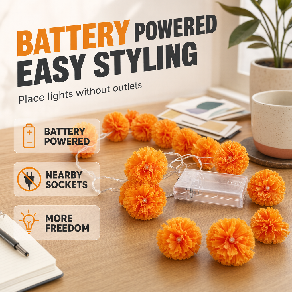👻Happy Halloween 🎃🧡Artificial Marigold Flower LED String Light✨