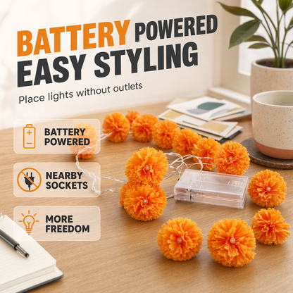 👻Happy Halloween 🎃🧡Artificial Marigold Flower LED String Light✨