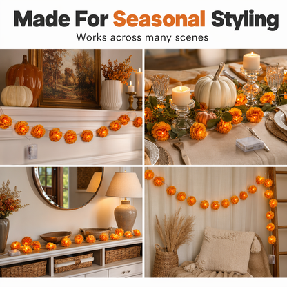 👻Happy Halloween 🎃🧡Artificial Marigold Flower LED String Light✨