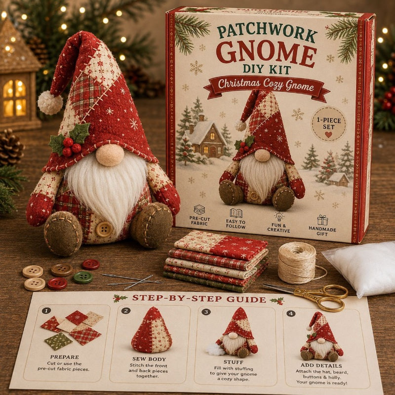 DIY Patchwork Gnome Sewing Kit