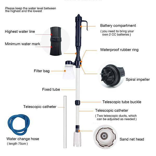 🔥Battery-Powered Aquarium Gravel Cleaner & Water Changer