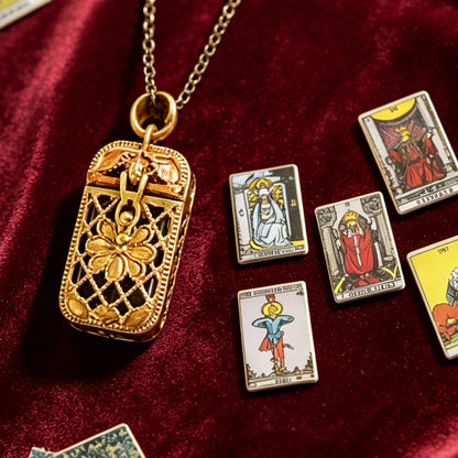 Vintage Tarot Locket Pendant Necklace