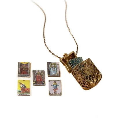 Vintage Tarot Locket Pendant Necklace