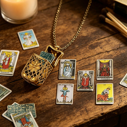 Vintage Tarot Locket Pendant Necklace