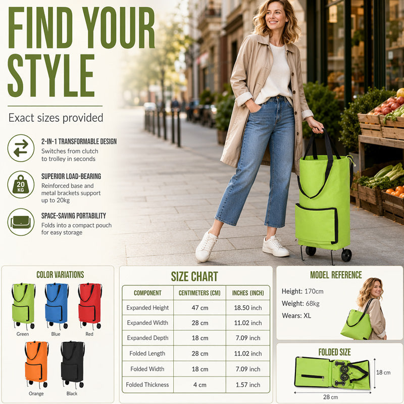 📢📢Limited-Time 50% Off！⏰️Foldable Shopping Trolley Bag