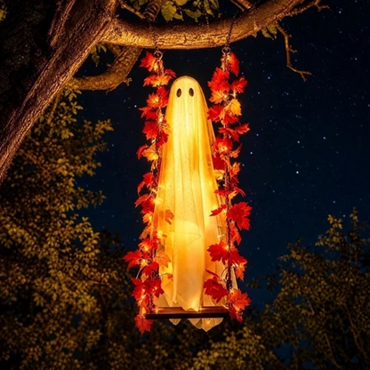 🔥🎁 New Product – 50% Off 🔥Hanging Halloween Ghost on Swing with Remote LED and Maple Leaves