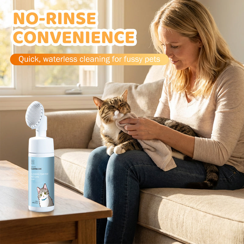 ⏳ Limited-Time Flash Sale! ✨No-Rinse Pet Chin Cleaning Foam with Silicone Brush