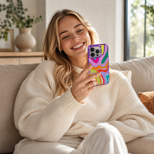 💥 [Limited Time: 50% OFF] 🔥 Rainbow Gradient Hard Phone Case | Street-style Design | Shock-resistant & Drop-proof | Large Camera Cutout | 4 Colors (White/Black/Blue/Pink) | Slim Design