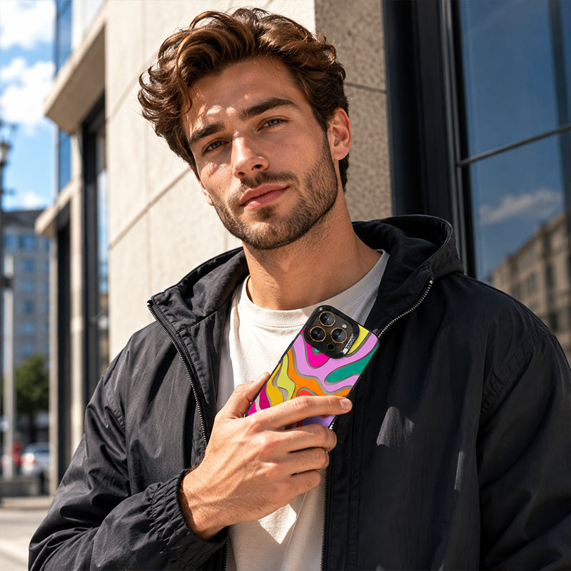 💥 [Limited Time: 50% OFF] 🔥 Rainbow Gradient Hard Phone Case | Street-style Design | Shock-resistant & Drop-proof | Large Camera Cutout | 4 Colors (White/Black/Blue/Pink) | Slim Design