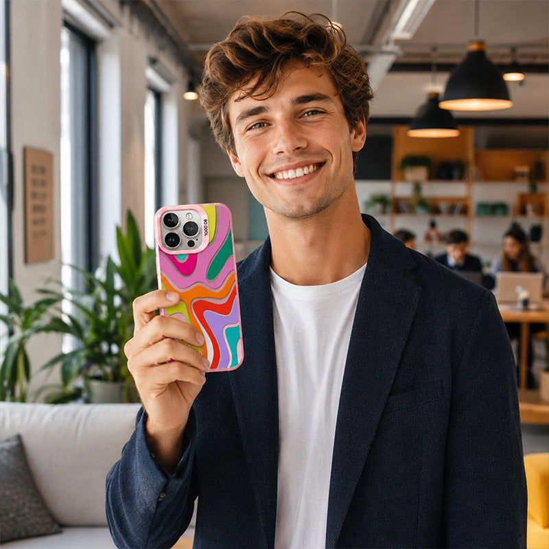 💥 [Limited Time: 50% OFF] 🔥 Rainbow Gradient Hard Phone Case | Street-style Design | Shock-resistant & Drop-proof | Large Camera Cutout | 4 Colors (White/Black/Blue/Pink) | Slim Design