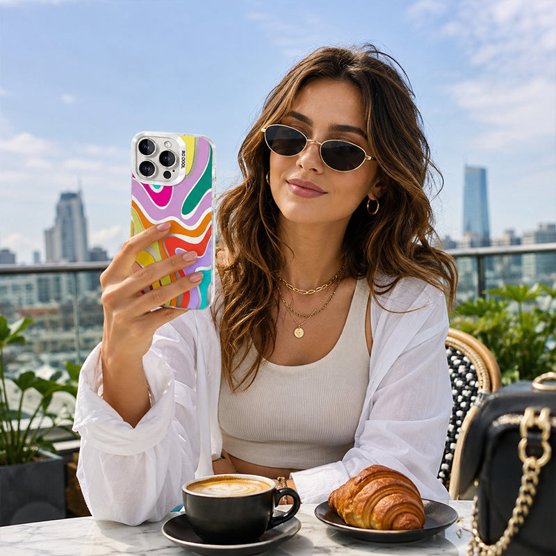 💥 [Limited Time: 50% OFF] 🔥 Rainbow Gradient Hard Phone Case | Street-style Design | Shock-resistant & Drop-proof | Large Camera Cutout | 4 Colors (White/Black/Blue/Pink) | Slim Design