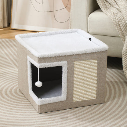 🐱 50% OFF NOW! 🏠 Foldable 2-in-1 Cat Cube House – Dual-Level Design, Built-in Scratching Pad & All-Season Comfort – Space-Saving & Portable 🐾