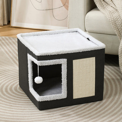 🐱 50% OFF NOW! 🏠 Foldable 2-in-1 Cat Cube House – Dual-Level Design, Built-in Scratching Pad & All-Season Comfort – Space-Saving & Portable 🐾