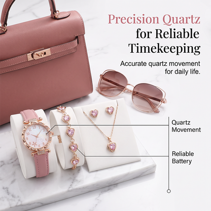 Women's 5-Piece Watch Jewelry Set