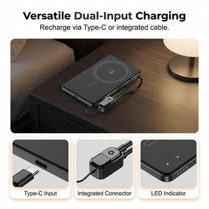Portable 2.5W Watch Charger Power Bank with Integrated Cable