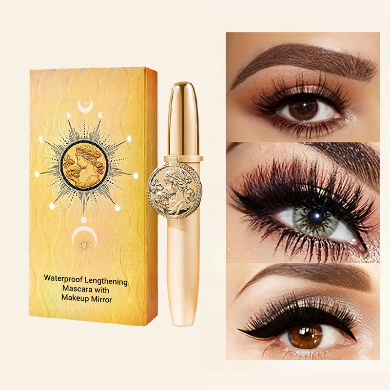 💖 Waterproof Lengthening Mascara with Built-in Makeup Mirror – Longer Lashes, Long-Lasting Look & Easy Touch-ups ✨