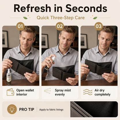Wallet Interior Odor Eliminating Refresh Spray