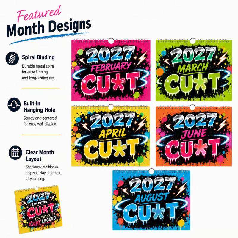 💥Early Bird Sale — 50% OFF🎁2027 Year of the Cunt Wall Calendar – Bold Graffiti Humor Calendar📆🌟