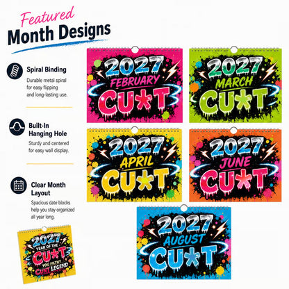 💥Early Bird Sale — 50% OFF🎁2027 Year of the Cunt Wall Calendar – Bold Graffiti Humor Calendar📆🌟