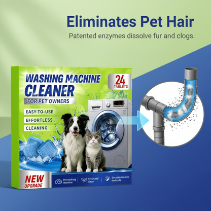 Washing Machine Cleaner Tablets for Pet Owners-Powerful Enzyme Formula Dissolves Pet Hair & Fur, Deep-Cleans Drum & Pipes, Removes Odors & Residue