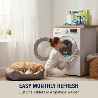 Washing Machine Cleaner Tablets for Pet Owners-Powerful Enzyme Formula Dissolves Pet Hair & Fur, Deep-Cleans Drum & Pipes, Removes Odors & Residue