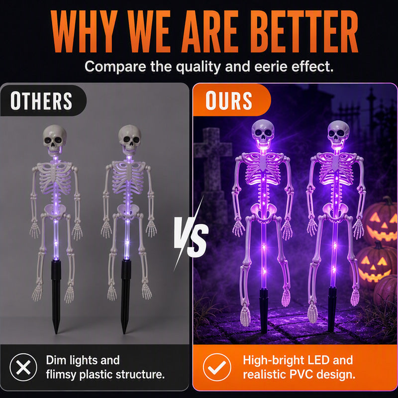Solar Skeleton Ground Stake Lights Outdoor Waterproof Halloween Decor Lights