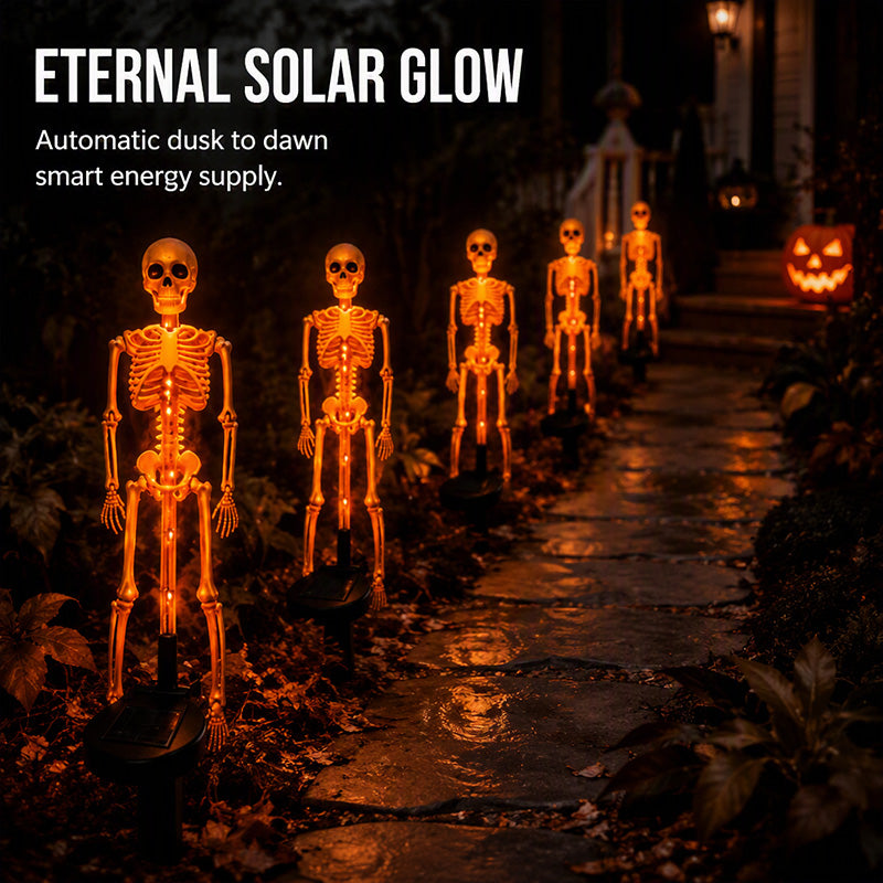 Solar Skeleton Ground Stake Lights Outdoor Waterproof Halloween Decor Lights