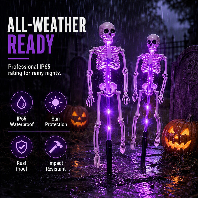 Solar Skeleton Ground Stake Lights Outdoor Waterproof Halloween Decor Lights