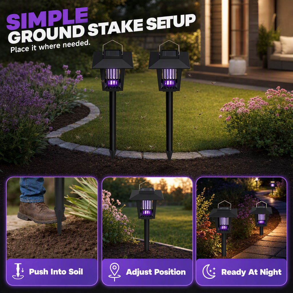 Solar Mosquito Killer Outdoor Ground Stake Lamp