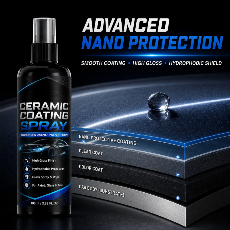 🚗✨ Nano Ceramic Coating Spray – Hydrophobic Car Paint Protection & Mirror Shine