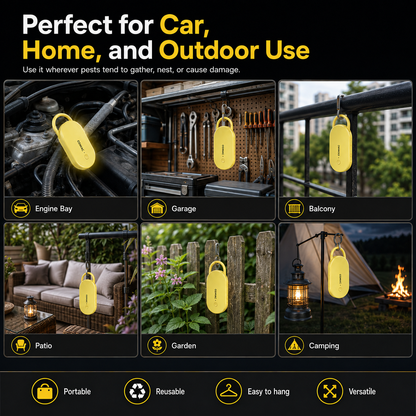 📢📢50% OFF !! ⏰Portable Ultrasonic Pest Repeller with Hanging Hook for Car