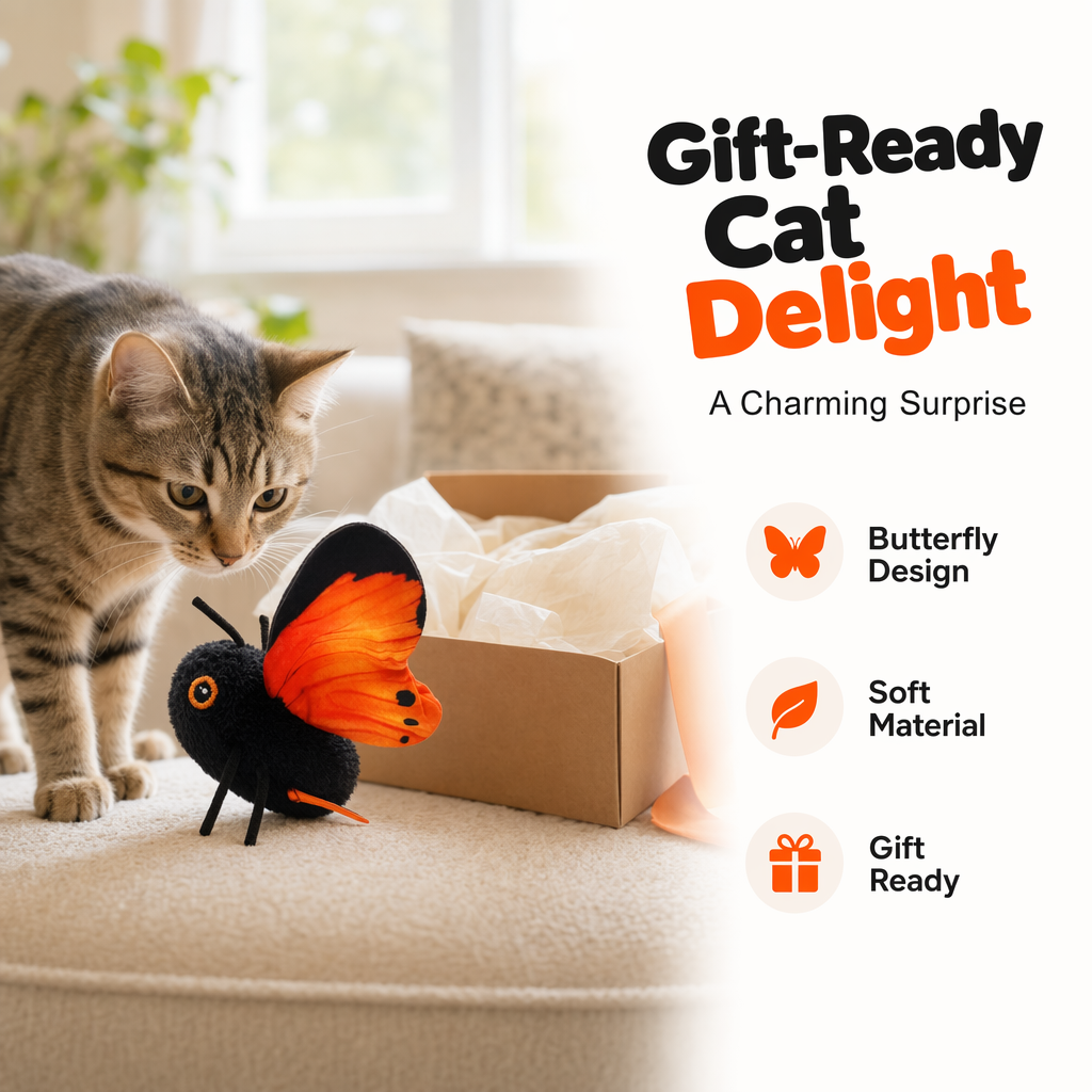 📢📢50% OFF !! ⏰Smart Sensing Flapping Butterfly Toy Interactive Cat