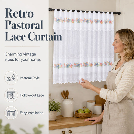 🎉 2026 Sale — Over 23,200 Sold!🍓 Retro Lace Short Kitchen Curtain – Hollow-out ✨