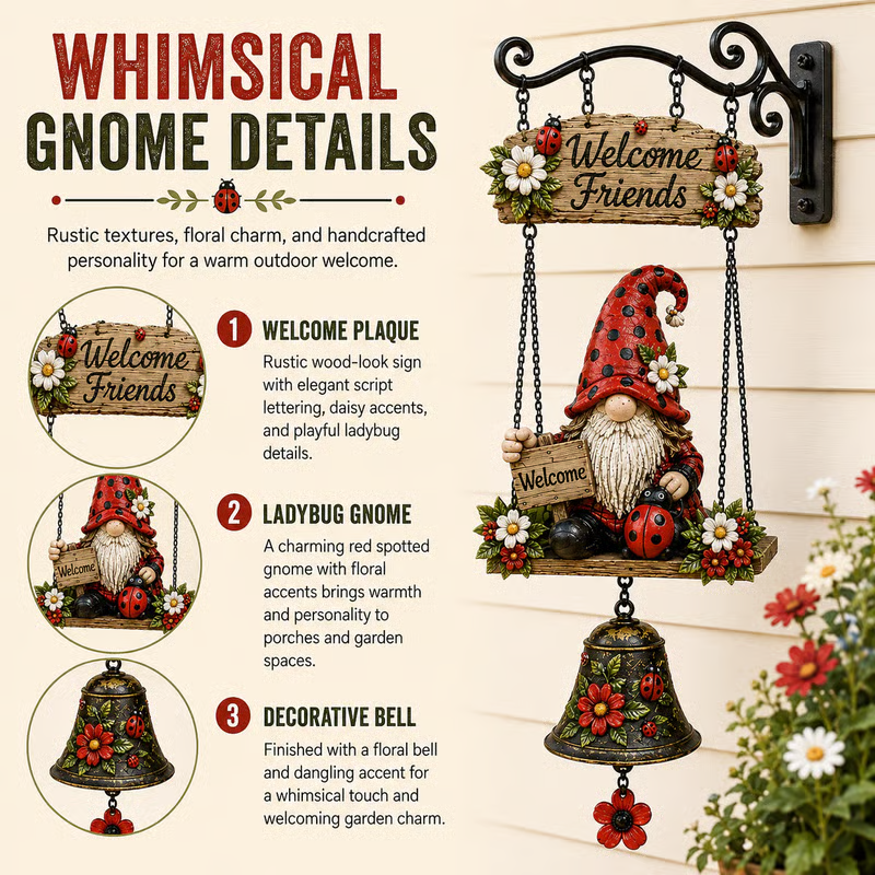 🔥HOT SALE💞50K+ SOLD!⏳✨Gnome Welcome Doorbell Outdoor Decor