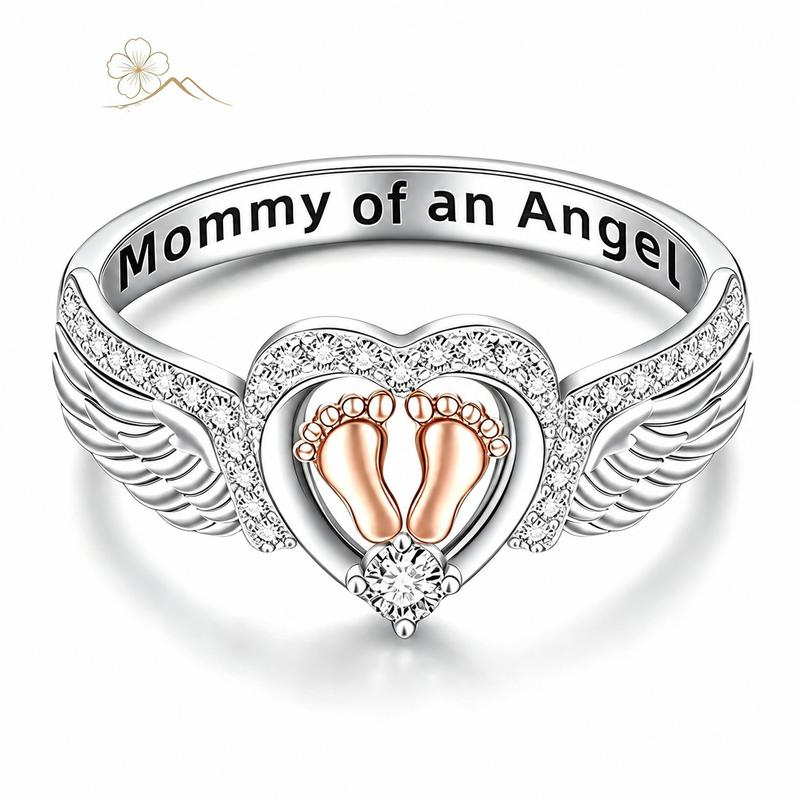 Sparkling Heart Memorial Ring for Mothers