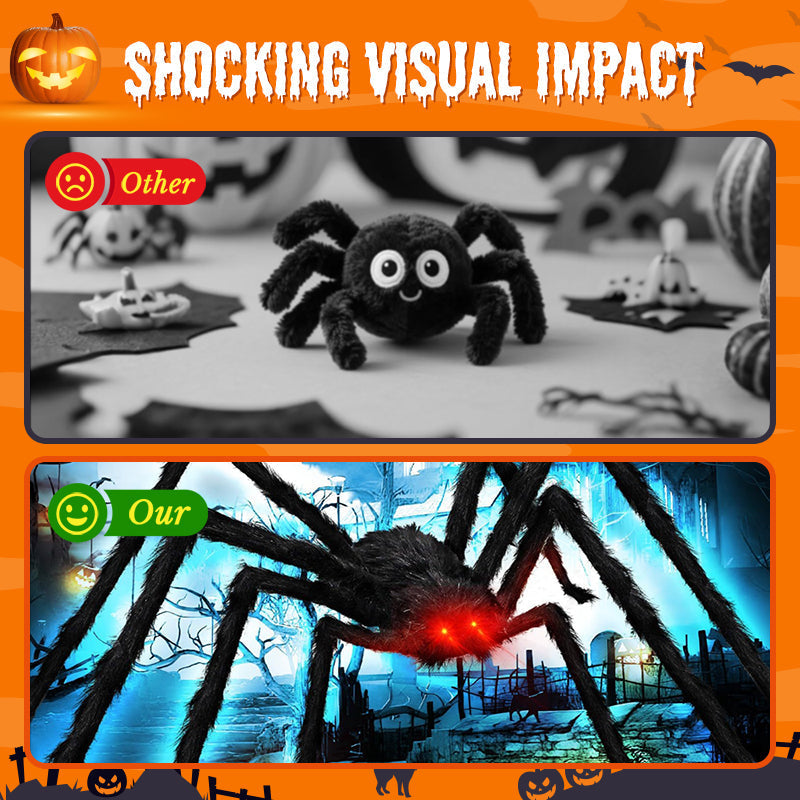 Hairy Spider with Large Web Halloween Outdoor Decoration