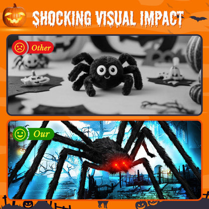 Hairy Spider with Large Web Halloween Outdoor Decoration